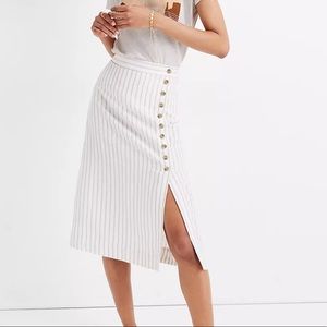 Madewell Side Button Midi Skirt in Pinstripe